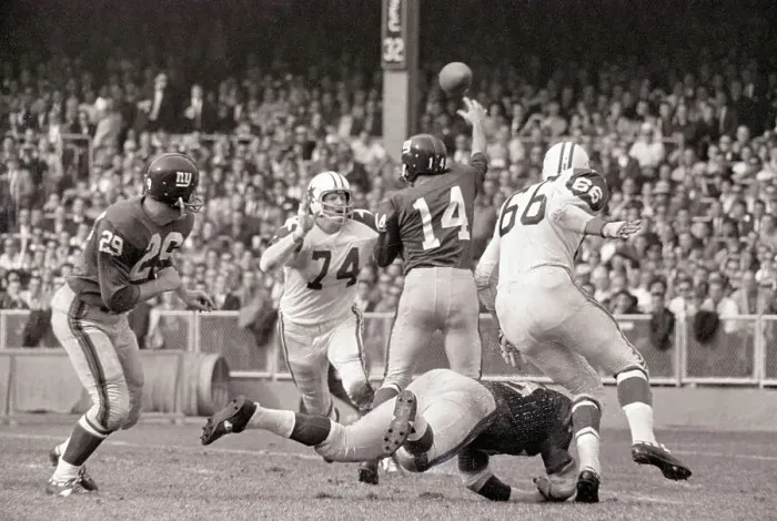 Framed Print : Y.A. Tittle Throws Pass Framed Print : Y.A. Tittle Throws Pass