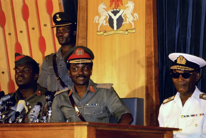 Framed Print : Yakubu Gowon Holding Press Conference Framed Print : Yakubu Gowon Holding Press Conference