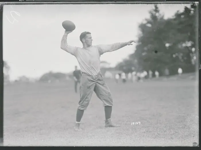 Framed Print : Yale Football Player in Throwing Stance Framed Print : Yale Football Player in Throwing Stance