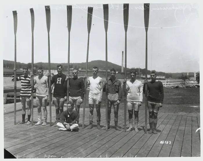 Framed Print : Yale Rowing Team Posing Outdoors