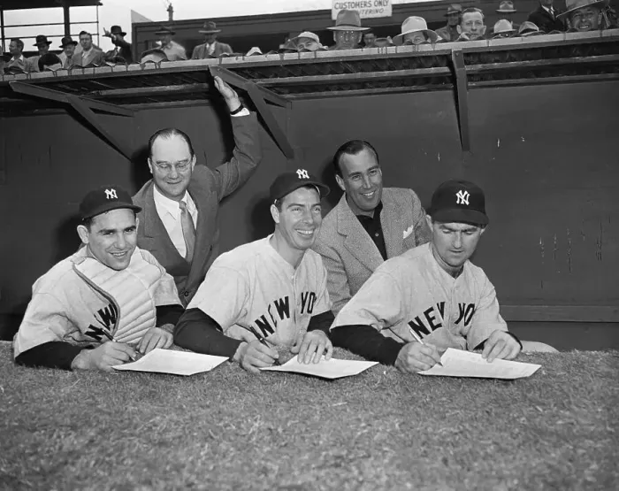 Framed Print : Yankee Greats Signing Contracts Framed Print : Yankee Greats Signing Contracts