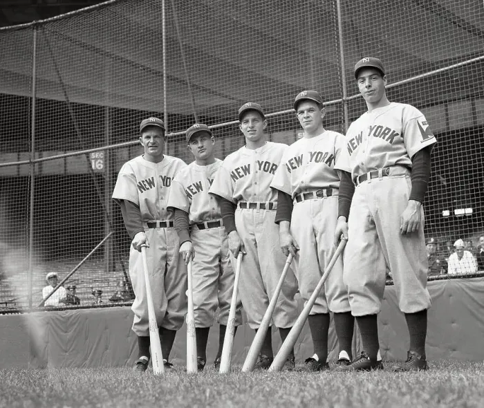 Framed Print : Yankee Outfielders Posing with Bats Framed Print : Yankee Outfielders Posing with Bats