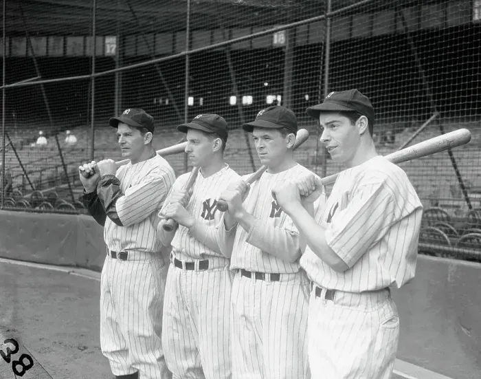 Framed Print : Yankee Outfielders Posing With Bats Framed Print : Yankee Outfielders Posing With Bats