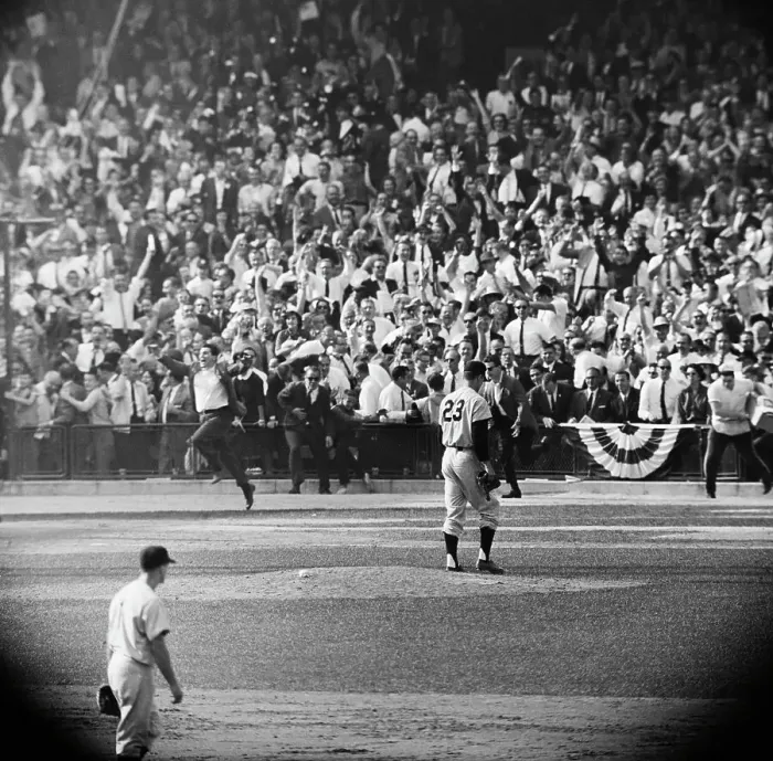 Framed Print : Yankee Pitcher Leaves Field; Fans Enter Framed Print : Yankee Pitcher Leaves Field; Fans Enter