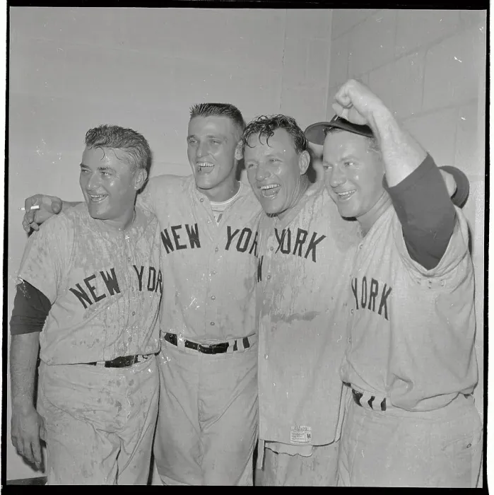 Framed Print : Yankee Players Celebrating Framed Print : Yankee Players Celebrating