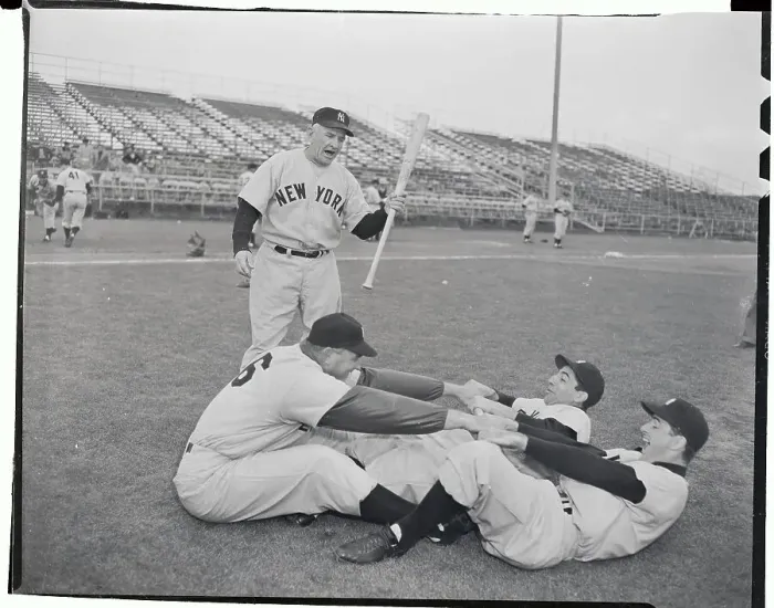Framed Print : Yankee Players Exercising Framed Print : Yankee Players Exercising
