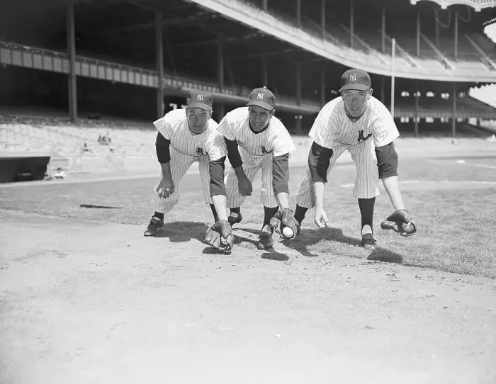Framed Print : Yankee Players Lined Up At Infield Framed Print : Yankee Players Lined Up At Infield