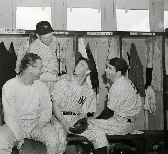 Framed Print : Yankee Stars Giving Pep Talk to Rookie Joe Gordon Framed Print : Yankee Stars Giving Pep Talk to Rookie Joe Gordon