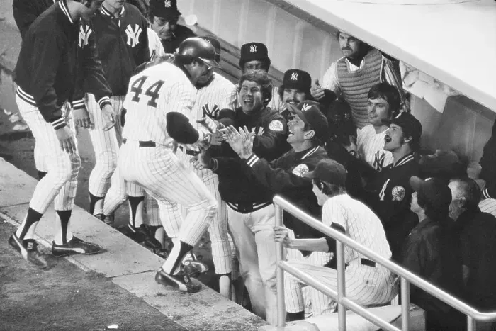 Framed Print : Yankees Congratulating Reggie Jackson After World Series Home Run Framed Print : Yankees Congratulating Reggie Jackson After World Series Home Run