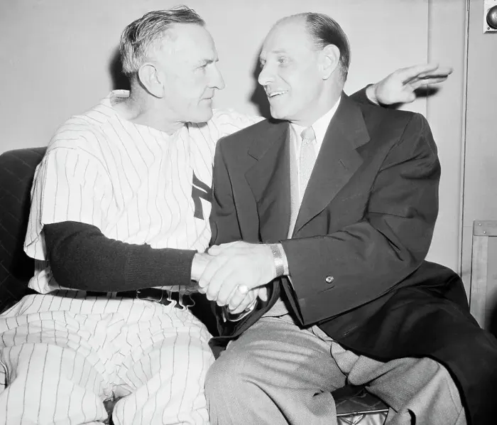 Framed Print : Yankees Manager Casey Stengel with Giants Manager Leo Durocher Framed Print : Yankees Manager Casey Stengel with Giants Manager Leo Durocher