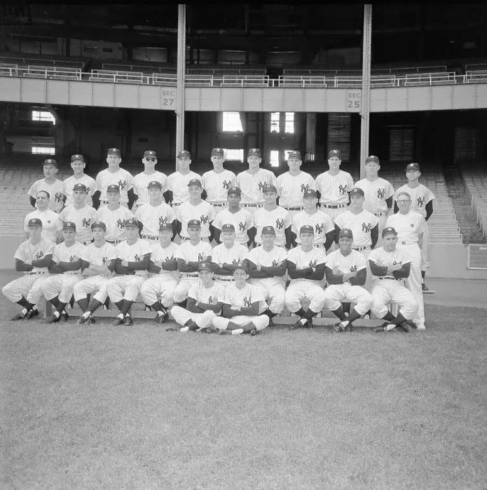 Framed Print : Yankees Posing for Team Portrait