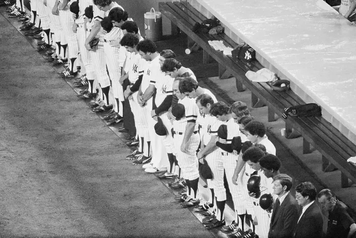 Framed Print : Yankees Standing in Line and Praying Framed Print : Yankees Standing in Line and Praying