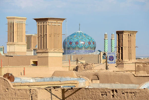 Yazd cityscape with ancient wind towers, Iran