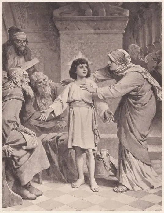 Framed Print : The twelve year old Jesus, photogravure, published in 1886 Framed Print : The twelve year old Jesus, photogravure, published in 1886