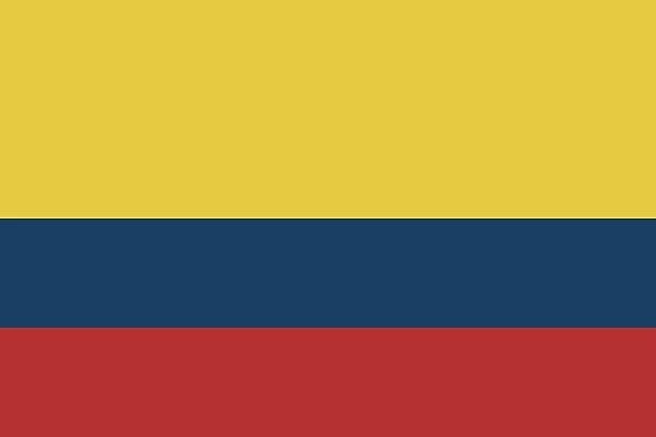 Yellow, blue, and red striped Colombian flag