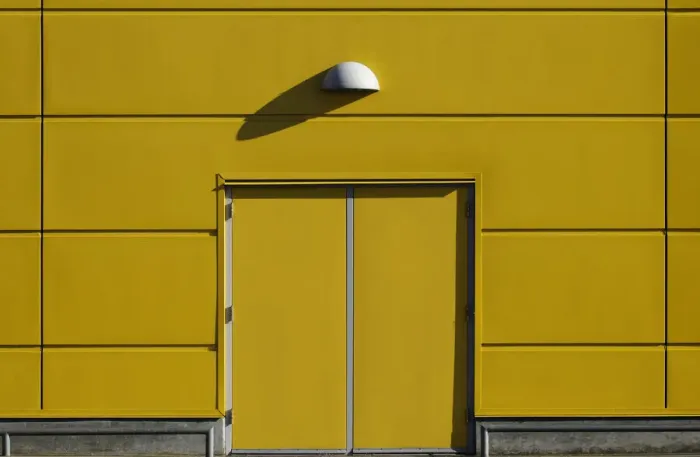 Framed Print : Yellow Door Symmetry Framed Print : Yellow Door Symmetry