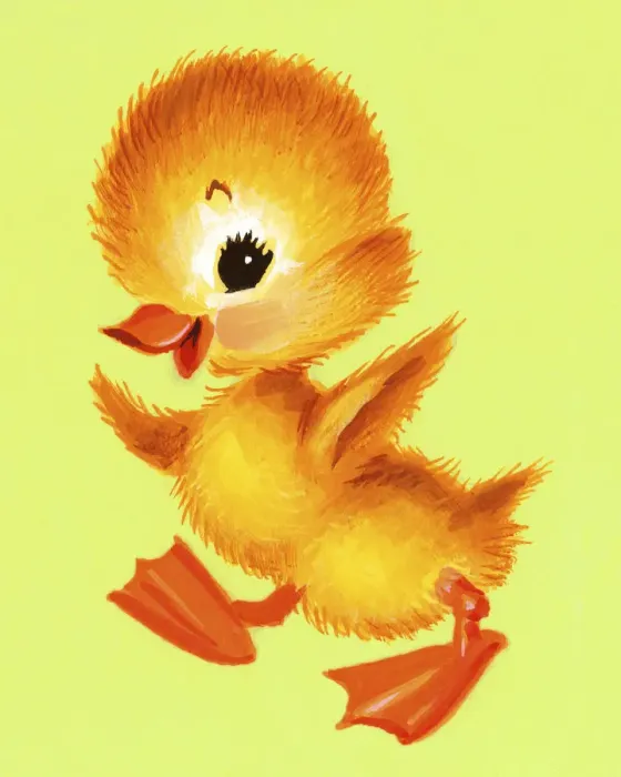 Framed Print : Yellow Duckling on Green Background Framed Print : Yellow Duckling on Green Background