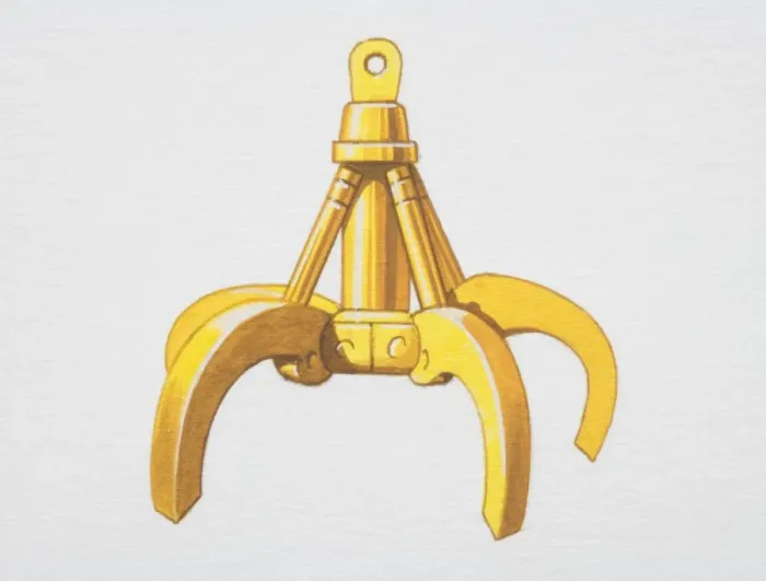 Framed Print : Yellow grapple of an excavator in open position Framed Print : Yellow grapple of an excavator in open position