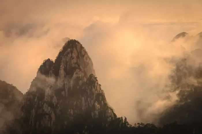 Framed Print : Yellow mountain sunrise