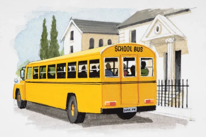 Framed Print : Yellow school bus