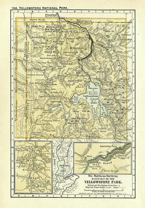 Framed Print : Yellowstone Park Wyoming map 1898 Framed Print : Yellowstone Park Wyoming map 1898