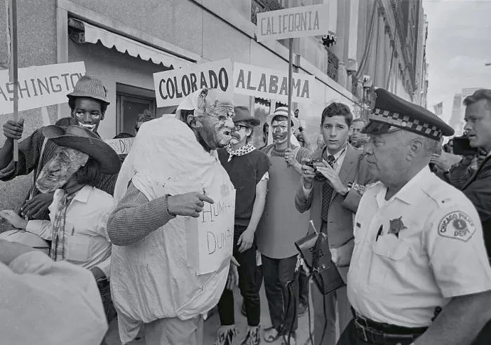 Framed Print : Yippie Having Confrontation with Policeman Framed Print : Yippie Having Confrontation with Policeman