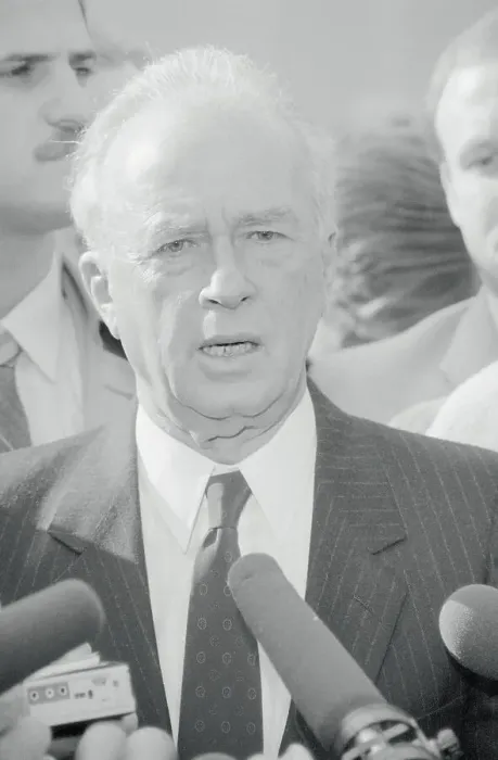 Framed Print : Yitzhak Rabin at Microphones Framed Print : Yitzhak Rabin at Microphones