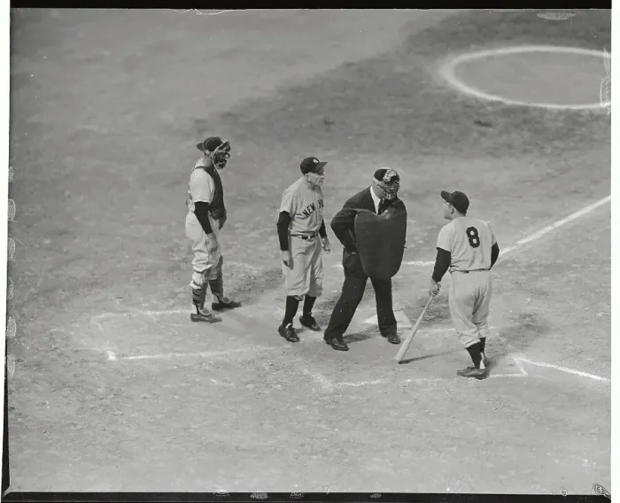 Framed Print : Yogi Berra Arguing with Umpire