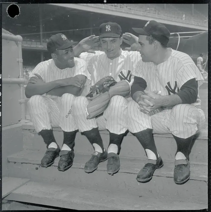 Framed Print : Yogi Berra Chatting with Teammates Framed Print : Yogi Berra Chatting with Teammates