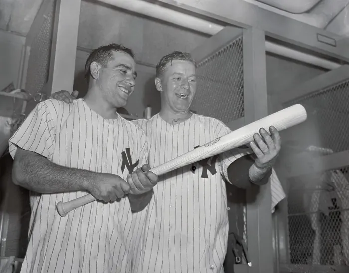 Framed Print : Yogi Berra and Ed Lopat with Baseball Bat Framed Print : Yogi Berra and Ed Lopat with Baseball Bat