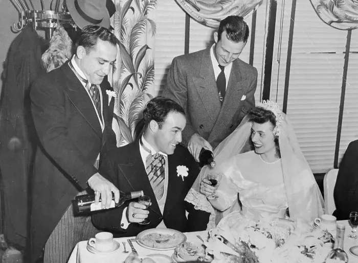 Framed Print : Yogi Berra Filling Glasses at Wedding Framed Print : Yogi Berra Filling Glasses at Wedding