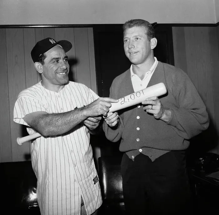 Framed Print : Yogi Berra, Mickey Mantle W / Bat;2000 Hits Framed Print : Yogi Berra, Mickey Mantle W / Bat;2000 Hits