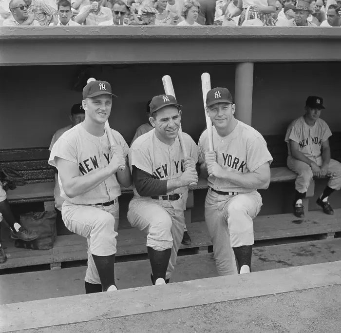 Framed Print : Yogi Berra and Players Posing with Bats Framed Print : Yogi Berra and Players Posing with Bats