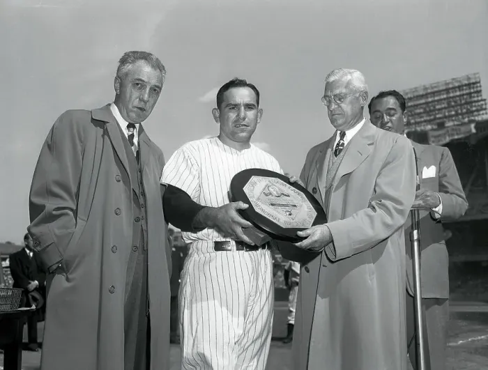 Framed Print : Yogi Berra Receiving Baseball Trophy Framed Print : Yogi Berra Receiving Baseball Trophy