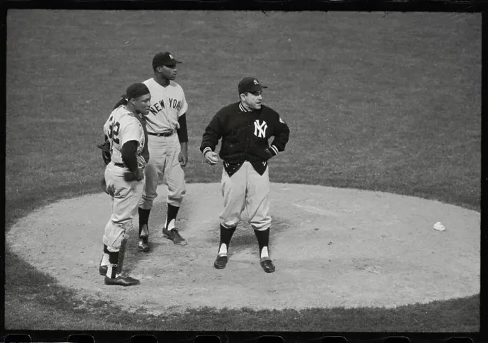 Framed Print : Yogi Berra Signals for New Pitcher Framed Print : Yogi Berra Signals for New Pitcher