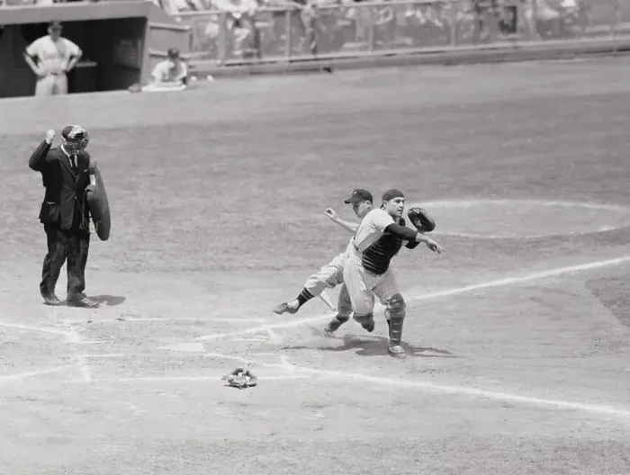 Framed Print : Yogi Berra Throwing Ball