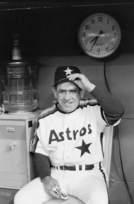 Framed Print : Yogi Berra Tips Cap In Astros Dugout