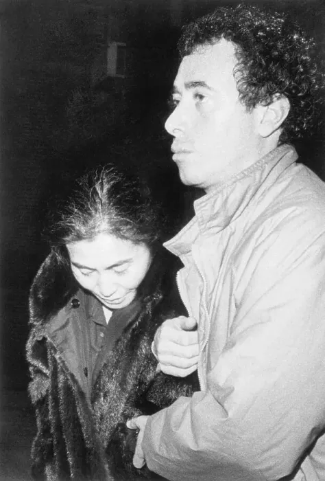 Framed Print : Yoko Ono and David Geffen Leaving Hospital Framed Print : Yoko Ono and David Geffen Leaving Hospital