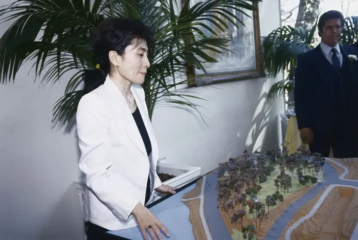 Framed Print : Yoko Ono and Model of Strawberry Fields
