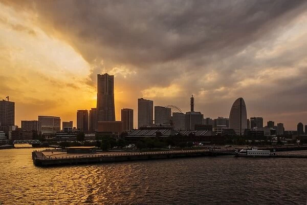 Yokohama skyline at sunset, Japan