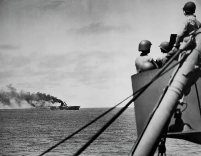 Framed Print : Yorktown Burning - Battle of Midway Framed Print : Yorktown Burning - Battle of Midway