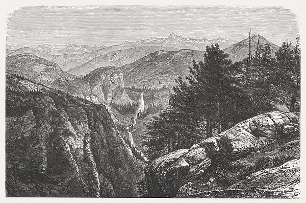 Yosemite National Park, USA, wood engraving, published in 1872