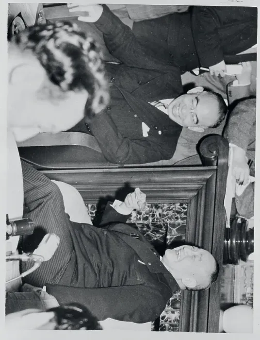 Framed Print : Yoshida Holding 1951 Press Conference Framed Print : Yoshida Holding 1951 Press Conference