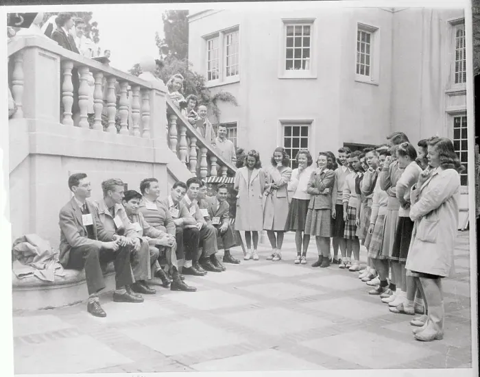 Framed Print : Young Adults Standing or Sitting in Formation for Viewing Purposes Framed Print : Young Adults Standing or Sitting in Formation for Viewing Purposes