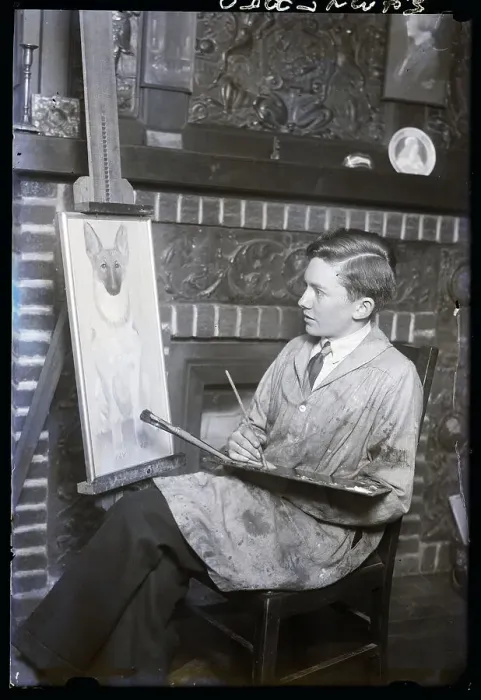 Framed Print : Young Artis Painting In Studio Framed Print : Young Artis Painting In Studio