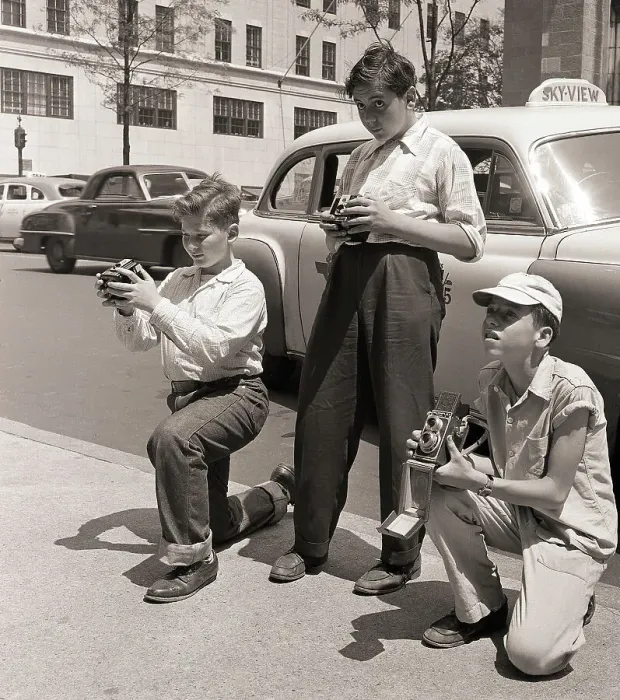 Framed Print : Three Young Boys Photographing Framed Print : Three Young Boys Photographing