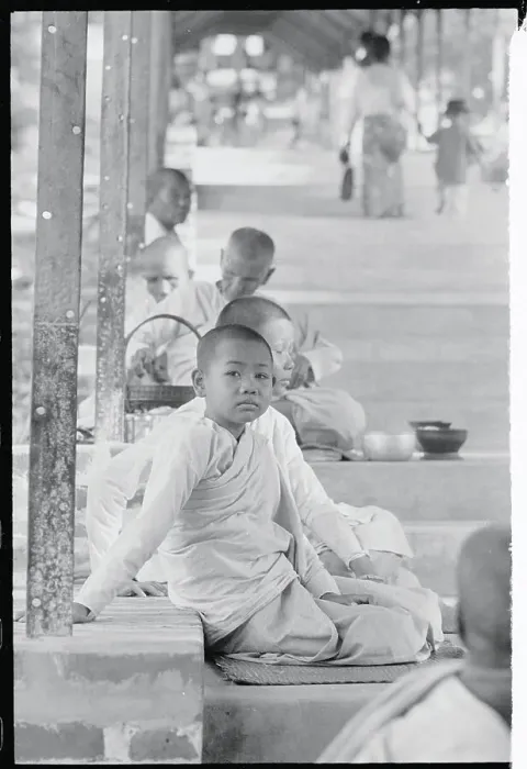 Framed Print : Young Buddhist and Others Seeking Help on Road Framed Print : Young Buddhist and Others Seeking Help on Road