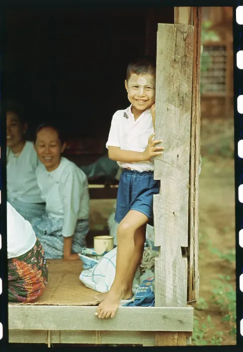 Framed Print : Young Burmese Boy Posing in Doorway Framed Print : Young Burmese Boy Posing in Doorway