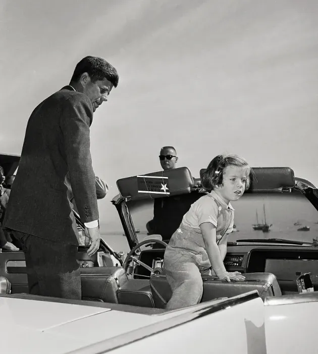 Framed Print : Young Caroline Kennedy with Her Father in Convertible Framed Print : Young Caroline Kennedy with Her Father in Convertible