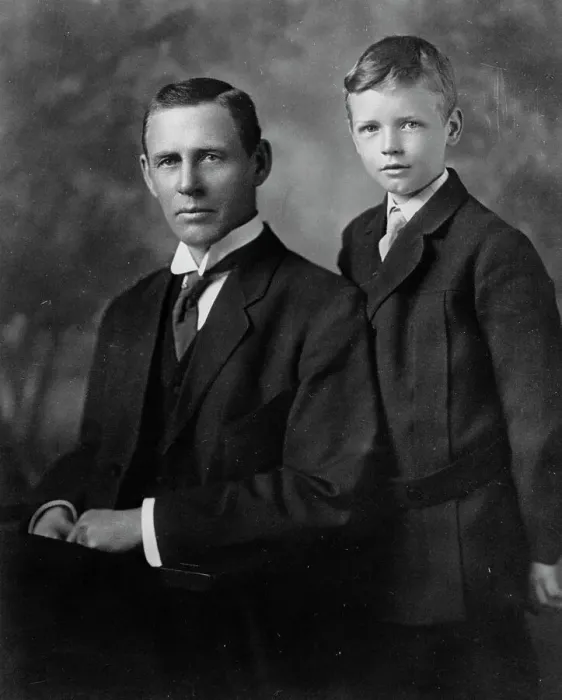 Framed Print : Young Charles Lindbergh with His Father Framed Print : Young Charles Lindbergh with His Father